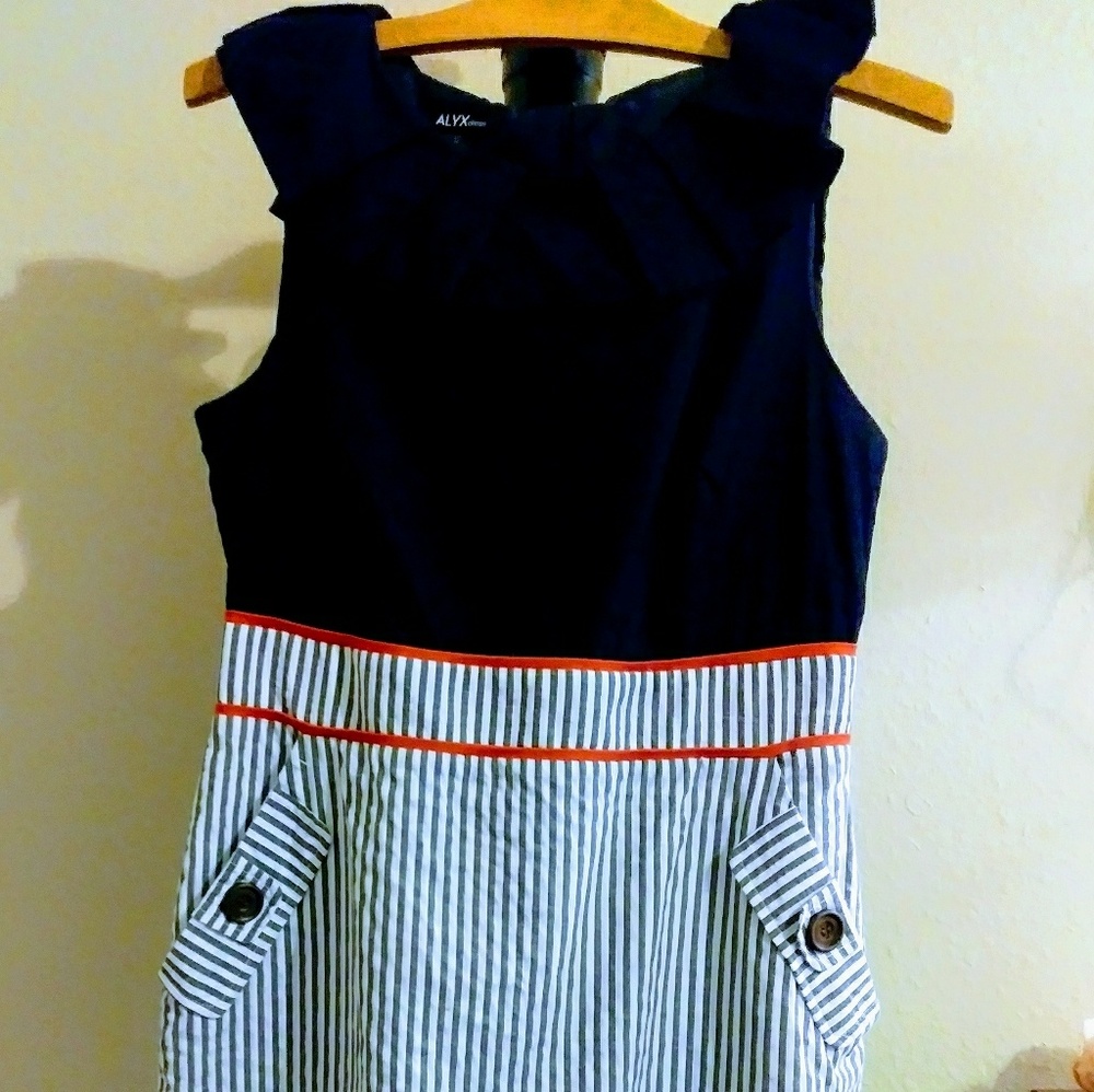 Navy & Orange Nautical⛵ Ladies seersucker dress